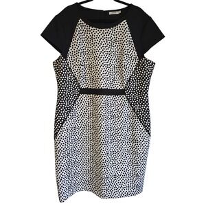 Ricki's Women Black White Polka Dot Colorblock Sheath Dress ED1117-CC017 Size 18